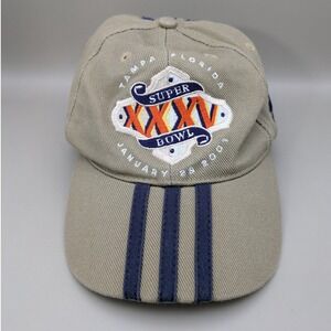 Vintage Adidas Super Bowl XXXV 2001 Racing Strip Adjustable Strapback Hat